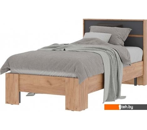  - Кровати Стендмебель Хелен КР 01 90x200 (серый графит 0162/дуб крафт золотой) - Хелен КР 01 90x200 (серый графит 0162/дуб крафт золотой)