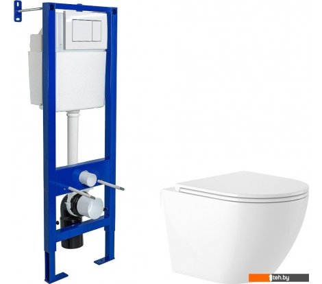  - Унитазы Saniteco KW-9003W Rimles + Berges АТОМ 410 040333 (с кнопкой) - KW-9003W Rimles + Berges АТОМ 410 040333 (с кнопкой)