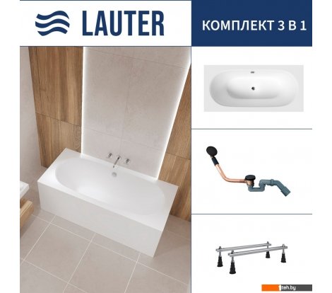  - Ванны Lauter Ava 170 21208070 (с ножками и сифоном 21Y11021 матовый черный) - Ava 170 21208070 (с ножками и сифоном 21Y11021 матовый черный)