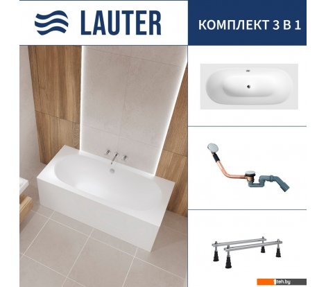  - Ванны Lauter Ava 180 21208080 (с ножками и сифоном 21Y11030 хром) - Ava 180 21208080 (с ножками и сифоном 21Y11030 хром)