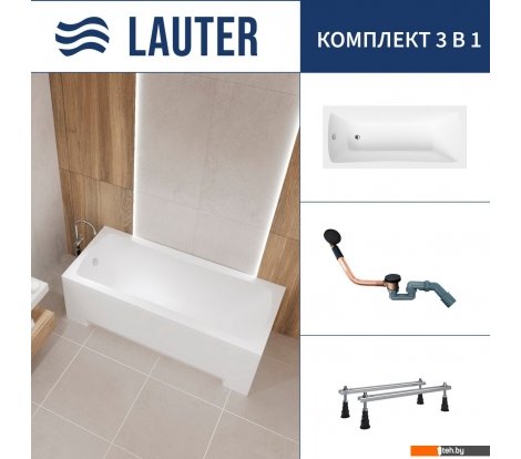  - Ванны Lauter Bianca 150 21207150 (с ножками и сифоном 21Y11021 матовый черный) - Bianca 150 21207150 (с ножками и сифоном 21Y11021 матовый черный)