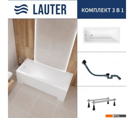  - Ванны Lauter Bianca 150 21207150 (с ножками и сифоном 21Y32001 матовый черный) - Bianca 150 21207150 (с ножками и сифоном 21Y32001 матовый черный)