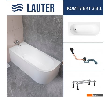  - Ванны Lauter Monaco 170x72.5 2113170L (с ножками и сифоном 21Y11021 матовый черный) - Monaco 170x72.5 2113170L (с ножками и сифоном 21Y11021 матовый черный)