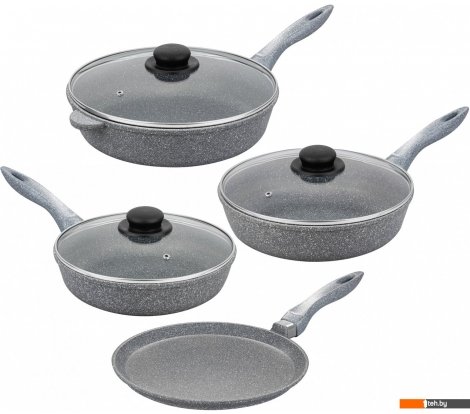  - Сковороды Elan Gallery Гармония вкуса 120570+4 (серый мрамор) - Гармония вкуса 120570+4 (серый мрамор)