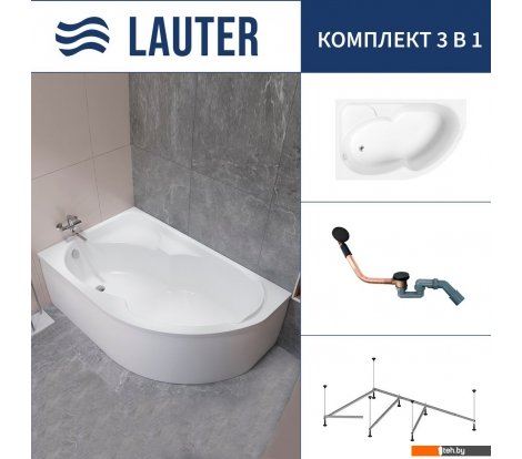  - Ванны Lauter Geneva 170x105 2103170L (с каркасом и сифоном 21Y11021 матовый черный) - Geneva 170x105 2103170L (с каркасом и сифоном 21Y11021 матовый черный)