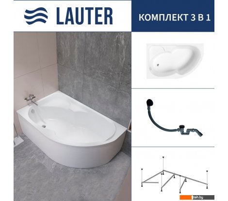  - Ванны Lauter Geneva 170x105 2103170L (с каркасом и сифоном 21Y31001 матовый черный) - Geneva 170x105 2103170L (с каркасом и сифоном 21Y31001 матовый черный)