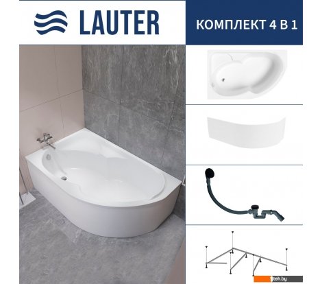  - Ванны Lauter Geneva 170x105 2103170L (с каркасом, лицевым экраном и сифоном 21Y31001 матовый черный) - Geneva 170x105 2103170L (с каркасом, лицевым экраном и сифоном 21Y31001 матовый черный)