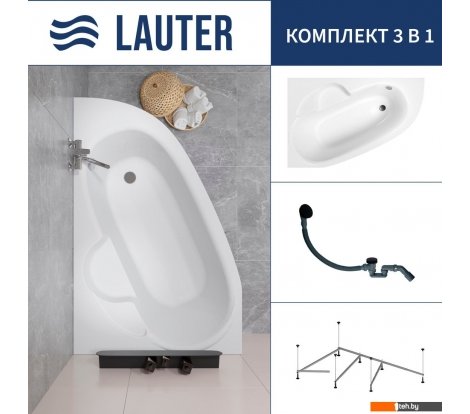  - Ванны Lauter Valencia 150x100 2102150L (с каркасом и сифоном 21Y31001 матовый черный) - Valencia 150x100 2102150L (с каркасом и сифоном 21Y31001 матовый черный)