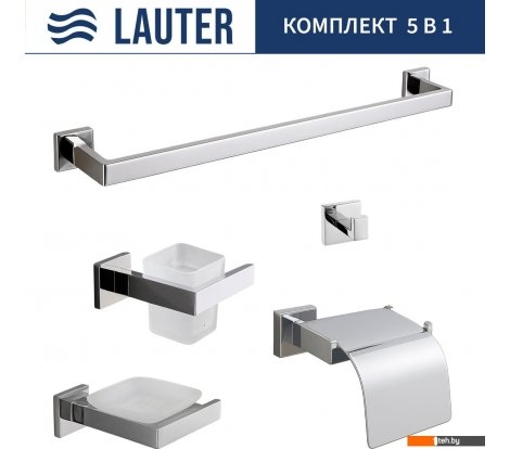  - Аксессуары для ванной и туалета Lauter 21SH71061 + 21SH71051 + 21SH71101 + 21SH71091 + 21SH71011 (Chrome, 5 предметов) - 21SH71061 + 21SH71051 + 21SH71101 + 21SH71091 + 21SH71011 (Chrome, 5 предметов)