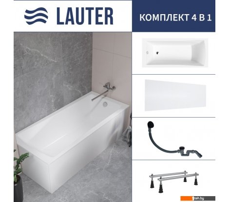  - Ванны Lauter Aurora 150x70 21010050 (с ножками, лицевым экраном и сифоном 21Y31001 матовый черный) - Aurora 150x70 21010050 (с ножками, лицевым экраном и сифоном 21Y31001 матовый черный)
