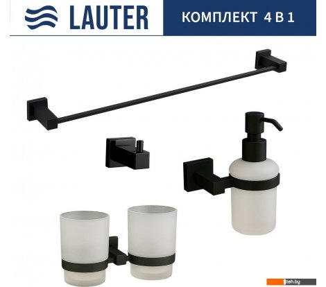  - Аксессуары для ванной и туалета Lauter 21SH6082 + 21SH6172 + 21SH6092 + 21SH6012 (Matt Black, 4 предмета) - 21SH6082 + 21SH6172 + 21SH6092 + 21SH6012 (Matt Black, 4 предмета)