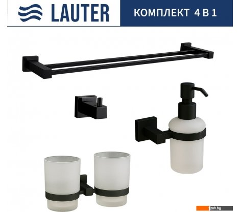  - Аксессуары для ванной и туалета Lauter 21SH6082 + 21SH6172 + 21SH6092 + 21SH6022 (Matt Black, 4 предмета) - 21SH6082 + 21SH6172 + 21SH6092 + 21SH6022 (Matt Black, 4 предмета)