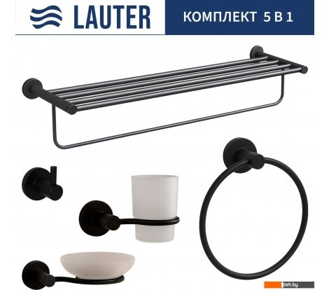  - Аксессуары для ванной и туалета Lauter 21TS20116 + 21TS20114 + 21T2010 + 21TS2018 + 21TS2012 (Matt Black, 5 предметов) - 21TS20116 + 21TS20114 + 21T2010 + 21TS2018 + 21TS2012 (Matt Black, 5 предметов)