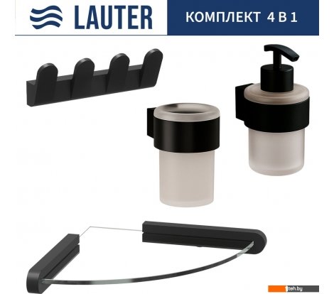  - Аксессуары для ванной и туалета Lauter 21TS3019 + 21TS3021 + 21TS3009 + 21TS3008 (Matt Black, 4 предмета) - 21TS3019 + 21TS3021 + 21TS3009 + 21TS3008 (Matt Black, 4 предмета)