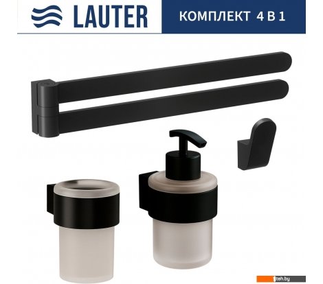  - Аксессуары для ванной и туалета Lauter 21TS3019 + 21TS3021 + 21TS3011 + 21TS3003 (Matt Black, 4 предмета) - 21TS3019 + 21TS3021 + 21TS3011 + 21TS3003 (Matt Black, 4 предмета)