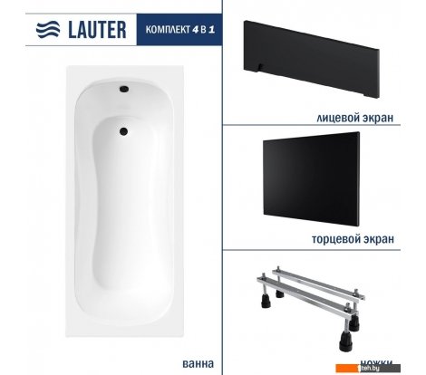  - Ванны Lauter Sophia 160х70 21205160 (с ножками, лицевым черным и торцевым экраном) - Sophia 160х70 21205160 (с ножками, лицевым черным и торцевым экраном)