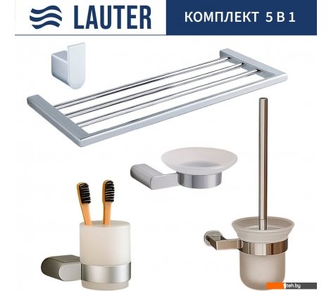  - Аксессуары для ванной и туалета Lauter 21SH1061 + 21SH1051 + 21SH1091 + 21SH1151 + 21SH1111 (Chrome, 5 предметов) - 21SH1061 + 21SH1051 + 21SH1091 + 21SH1151 + 21SH1111 (Chrome, 5 предметов)
