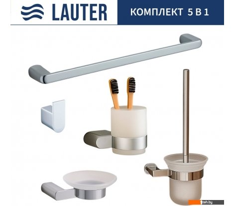  - Аксессуары для ванной и туалета Lauter 21SH1061 + 21SH1051 + 21SH1091 + 21SH70101 + 21SH1111 (Chrome, 5 предметов) - 21SH1061 + 21SH1051 + 21SH1091 + 21SH70101 + 21SH1111 (Chrome, 5 предметов)