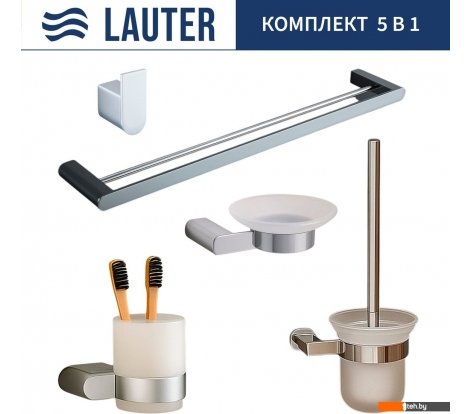  - Аксессуары для ванной и туалета Lauter 21SH1061 + 21SH1051 + 21SH1091 + 21SH7021 + 21SH1111 (Chrome, 5 предметов) - 21SH1061 + 21SH1051 + 21SH1091 + 21SH7021 + 21SH1111 (Chrome, 5 предметов)