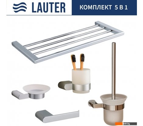  - Аксессуары для ванной и туалета Lauter 21SH1061 + 21SH1051 + 21SH1101 + 21SH1151 + 21SH1111 (Chrome, 5 предметов) - 21SH1061 + 21SH1051 + 21SH1101 + 21SH1151 + 21SH1111 (Chrome, 5 предметов)