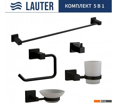  - Аксессуары для ванной и туалета Lauter 21SH6062 + 21SH6052 + 21SH6092 + 21SH6072 + 21SH6012 (Matt Black, 5 предметов) - 21SH6062 + 21SH6052 + 21SH6092 + 21SH6072 + 21SH6012 (Matt Black, 5 предметов)
