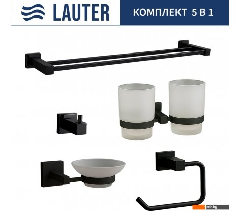 - Аксессуары для ванной и туалета Lauter 21SH6082 + 21SH6052 + 21SH6092 + 21SH6072 + 21SH6022 (Matt Black, 5 предметов) - 21SH6082 + 21SH6052 + 21SH6092 + 21SH6072 + 21SH6022 (Matt Black, 5 предметов)