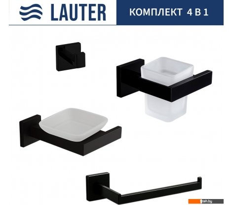  - Аксессуары для ванной и туалета Lauter 21SH71062 + 21SH71052 + 21SH71072 + 21SH71092 (Matt Black, 4 предмета) - 21SH71062 + 21SH71052 + 21SH71072 + 21SH71092 (Matt Black, 4 предмета)