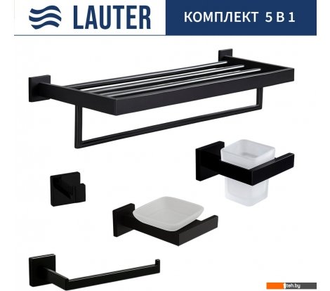  - Аксессуары для ванной и туалета Lauter 21SH71062 + 21SH71052 + 21SH71072 + 21SH71092 + 21SH71152 (Matt Black, 5 предметов) - 21SH71062 + 21SH71052 + 21SH71072 + 21SH71092 + 21SH71152 (Matt Black, 5 предметов)