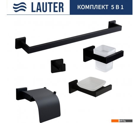  - Аксессуары для ванной и туалета Lauter 21SH71062 + 21SH71052 + 21SH71102 + 21SH71092 + 21SH71012 (Matt Black, 5 предметов) - 21SH71062 + 21SH71052 + 21SH71102 + 21SH71092 + 21SH71012 (Matt Black, 5 предметов)