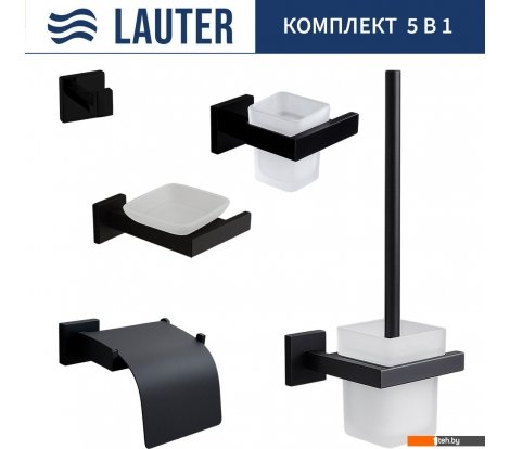  - Аксессуары для ванной и туалета Lauter 21SH71062 + 21SH71052 + 21SH71102 + 21SH71092 + 21SH71112 (Matt Black, 5 предметов) - 21SH71062 + 21SH71052 + 21SH71102 + 21SH71092 + 21SH71112 (Matt Black, 5 предметов)