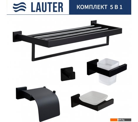  - Аксессуары для ванной и туалета Lauter 21SH71062 + 21SH71052 + 21SH71102 + 21SH71092 + 21SH71152 (Matt Black, 5 предметов) - 21SH71062 + 21SH71052 + 21SH71102 + 21SH71092 + 21SH71152 (Matt Black, 5 предметов)
