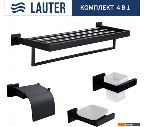  - Аксессуары для ванной и туалета Lauter 21SH71062 + 21SH71052 + 21SH71102 + 21SH71152 (Matt Black, 4 предмета) - 21SH71062 + 21SH71052 + 21SH71102 + 21SH71152 (Matt Black, 4 предмета)