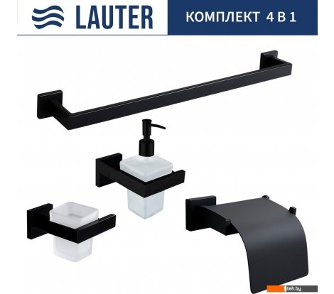  - Аксессуары для ванной и туалета Lauter 21SH71062 + 21SH71092 + 21SH71102 + 21SH71012 (Matt Black, 4 предмета) - 21SH71062 + 21SH71092 + 21SH71102 + 21SH71012 (Matt Black, 4 предмета)
