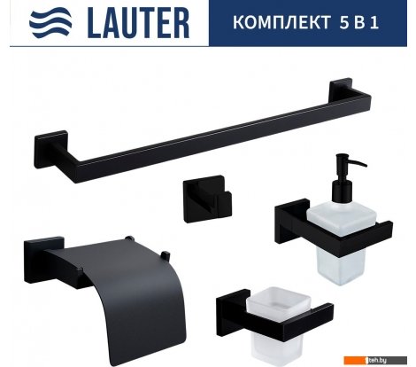  - Аксессуары для ванной и туалета Lauter 21SH71062 + 21SH71092 + 21SH71102 + 21SH71092 + 21SH71012 (Matt Black, 5 предметов) - 21SH71062 + 21SH71092 + 21SH71102 + 21SH71092 + 21SH71012 (Matt Black, 5 предметов)