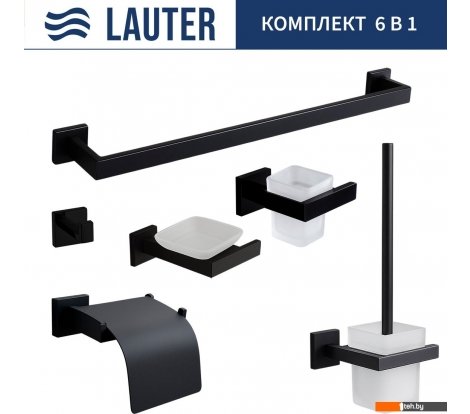  - Аксессуары для ванной и туалета Lauter 21SH71062+21SH71052+21SH71102+21SH71092+21SH71012+21SH71112 (Matt Black, 6 предметов) - 21SH71062+21SH71052+21SH71102+21SH71092+21SH71012+21SH71112 (Matt Black, 6 предметов)