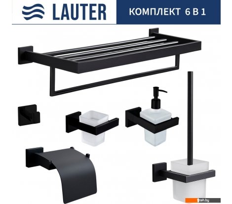  - Аксессуары для ванной и туалета Lauter 21SH71062+21SH71092+21SH71102+21SH71092+21SH71152+21SH71112 (Matt Black, 6 предметов) - 21SH71062+21SH71092+21SH71102+21SH71092+21SH71152+21SH71112 (Matt Black, 6 предметов)