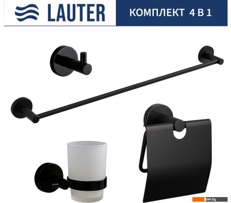  - Аксессуары для ванной и туалета Lauter 21SH72062 + 21SH72092 + 21SH72102 + 21SH70012 (Matt Black, 4 предмета) - 21SH72062 + 21SH72092 + 21SH72102 + 21SH70012 (Matt Black, 4 предмета)