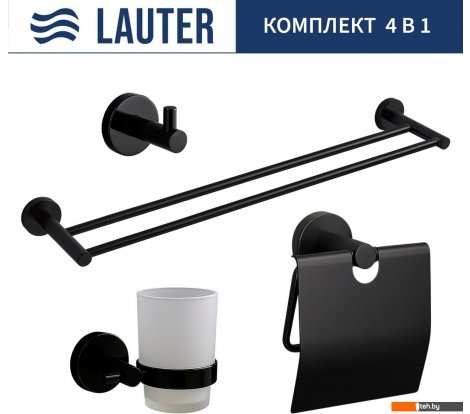  - Аксессуары для ванной и туалета Lauter 21SH72062 + 21SH72092 + 21SH72102 + 21SH70022 (Matt Black, 4 предмета) - 21SH72062 + 21SH72092 + 21SH72102 + 21SH70022 (Matt Black, 4 предмета)