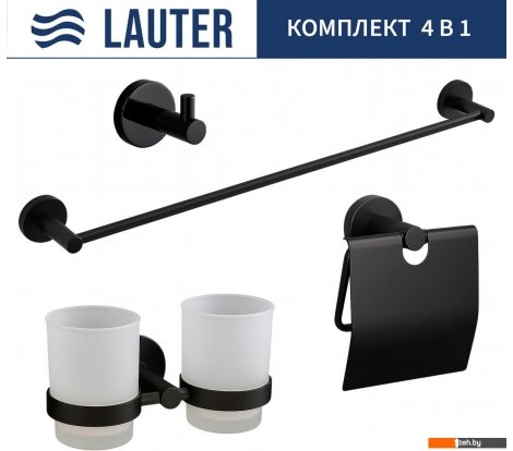  - Аксессуары для ванной и туалета Lauter 21SH72082 + 21SH72092 + 21SH72102 + 21SH70012 (Matt Black, 4 предмета) - 21SH72082 + 21SH72092 + 21SH72102 + 21SH70012 (Matt Black, 4 предмета)