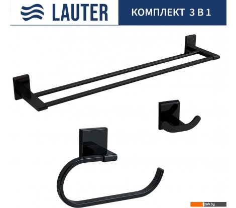 - Аксессуары для ванной и туалета Lauter 21SH8392 + 21SH8302 + 21SH8322 (Matt Black, 3 предмета) - 21SH8392 + 21SH8302 + 21SH8322 (Matt Black, 3 предмета)