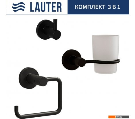 - Аксессуары для ванной и туалета Lauter 21TS20116 + 21T2010 + 21TS20112 (Matt Black, 3 предмета) - 21TS20116 + 21T2010 + 21TS20112 (Matt Black, 3 предмета)