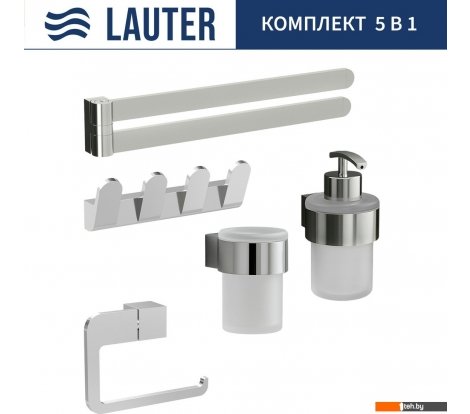  - Аксессуары для ванной и туалета Lauter 21TS3018 + 21TS3020 + 21TS3008 + 21TS3014 + 21TS3003 (Chrome, 5 предметов) - 21TS3018 + 21TS3020 + 21TS3008 + 21TS3014 + 21TS3003 (Chrome, 5 предметов)
