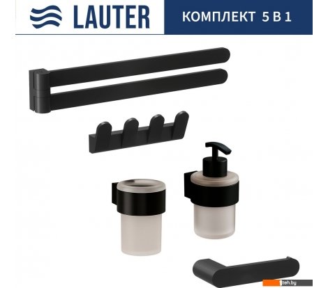  - Аксессуары для ванной и туалета Lauter 21TS3019 + 21TS3021 + 21TS3009 + 21TS3013 + 21TS3004 (Matt Black, 5 предметов) - 21TS3019 + 21TS3021 + 21TS3009 + 21TS3013 + 21TS3004 (Matt Black, 5 предметов)