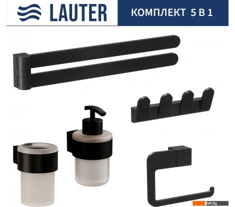  - Аксессуары для ванной и туалета Lauter 21TS3019 + 21TS3021 + 21TS3009 + 21TS3015 + 21TS3004 (Matt Black, 5 предметов) - 21TS3019 + 21TS3021 + 21TS3009 + 21TS3015 + 21TS3004 (Matt Black, 5 предметов)