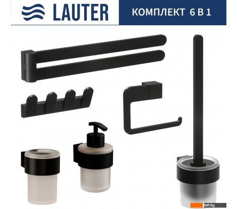  - Аксессуары для ванной и туалета Lauter 21TS3019 + 21TS3021 + 21TS3009 + 21TS3015 + 21TS3004 + 21TS3023 (Matt Black, 6 предметов) - 21TS3019 + 21TS3021 + 21TS3009 + 21TS3015 + 21TS3004 + 21TS3023 (Matt Black, 6 предметов)