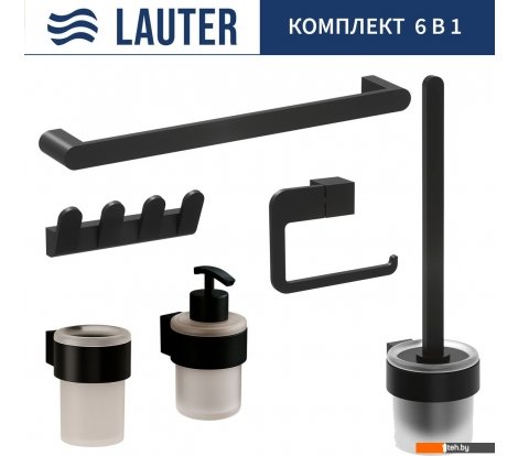  - Аксессуары для ванной и туалета Lauter 21TS3019 + 21TS3021 + 21TS3009 + 21TS3015 + 21TS3006 + 21TS3023 (Matt Black, 6 предметов) - 21TS3019 + 21TS3021 + 21TS3009 + 21TS3015 + 21TS3006 + 21TS3023 (Matt Black, 6 предметов)