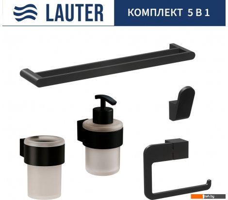  - Аксессуары для ванной и туалета Lauter 21TS3019 + 21TS3021 + 21TS3011 + 21TS3015 + 21TS3002 (Matt Black, 5 предметов) - 21TS3019 + 21TS3021 + 21TS3011 + 21TS3015 + 21TS3002 (Matt Black, 5 предметов)