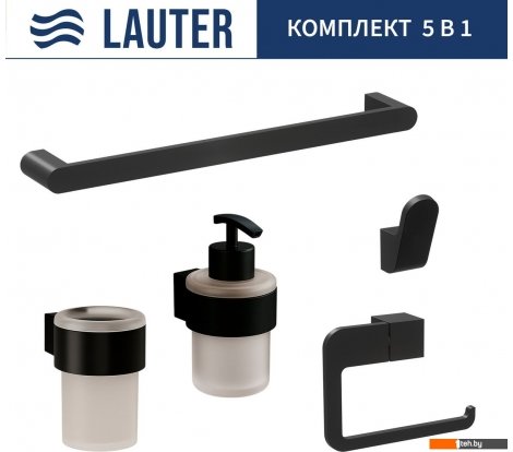  - Аксессуары для ванной и туалета Lauter 21TS3019 + 21TS3021 + 21TS3011 + 21TS3015 + 21TS3006 (Matt Black, 5 предметов) - 21TS3019 + 21TS3021 + 21TS3011 + 21TS3015 + 21TS3006 (Matt Black, 5 предметов)