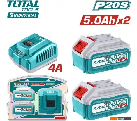  - Аккумуляторы и зарядные устройства для инструмента Total TFBCPK2513 (20В/2x5 Ah + 20В) - TFBCPK2513 (20В/2x5 Ah + 20В)
