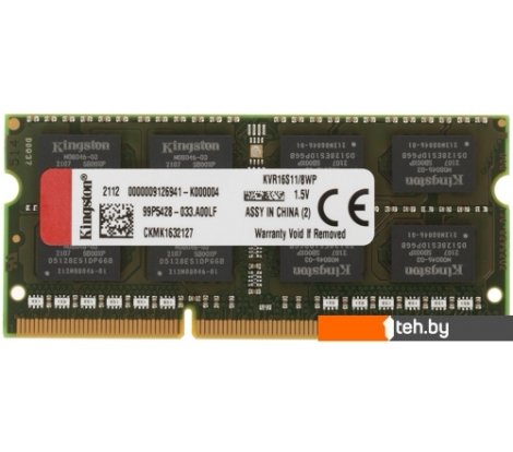  - Оперативная память Kingston ValueRAM 8GB DDR3 SODIMM PC3-12800 KVR16S11/8WP - ValueRAM 8GB DDR3 SODIMM PC3-12800 KVR16S11/8WP